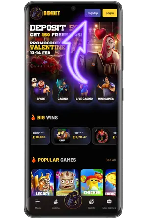 Click on the blue registration button casino Donbet online