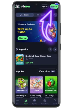Click on the green button to register in PitBet Casino