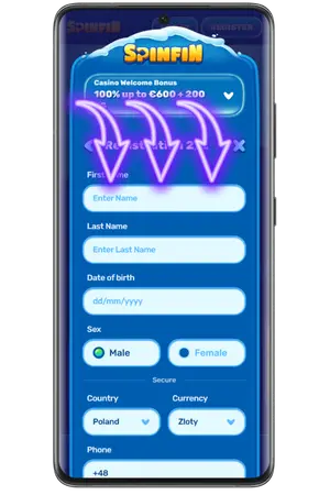 Enter personal data online casino SpinFin