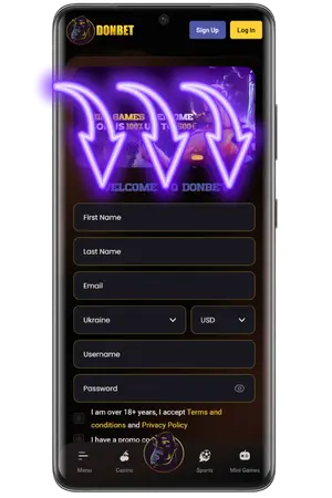 enter your details to create an account at casino Donbet online