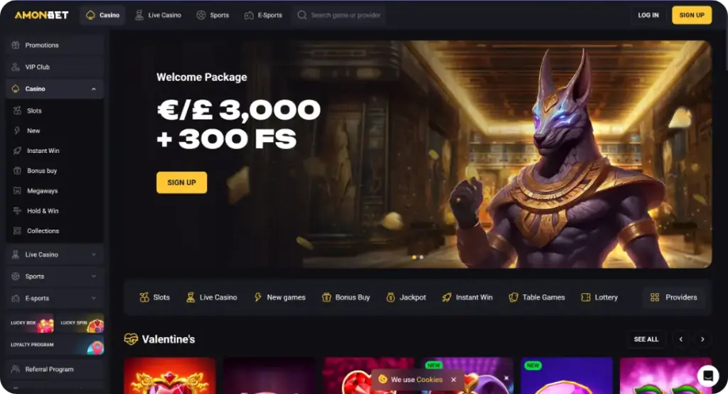 UK casino no SoW Amonbet home page screen