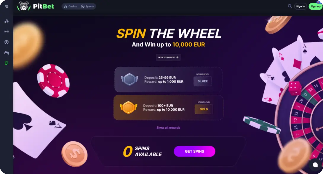Spin the Wheel promotion at PitBet casino